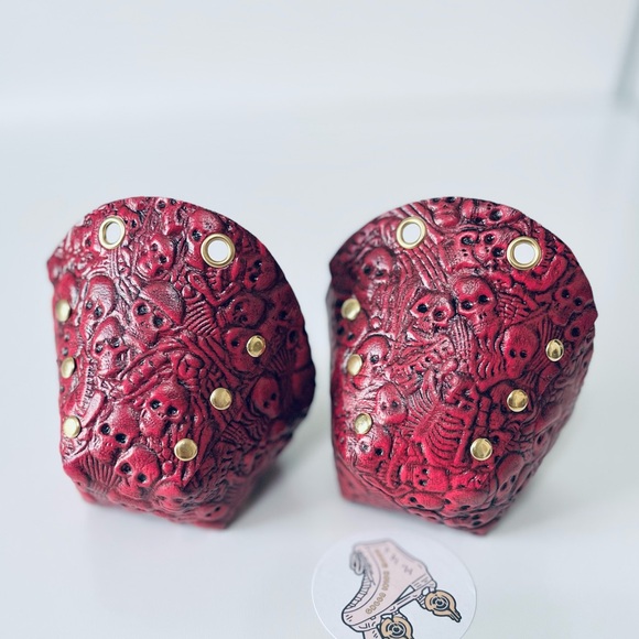 Red neon Skeleton Roller Skates toe guards  leather toe caps - Picture 5 of 15